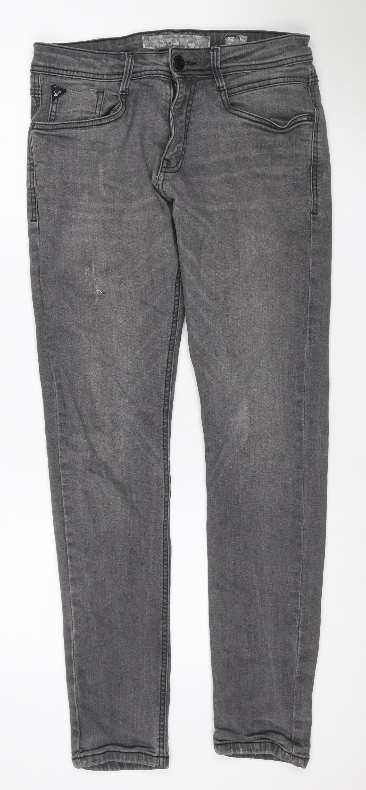 Duck and Cover Men’s Grey 32 Regular Straight Stretch Jeans