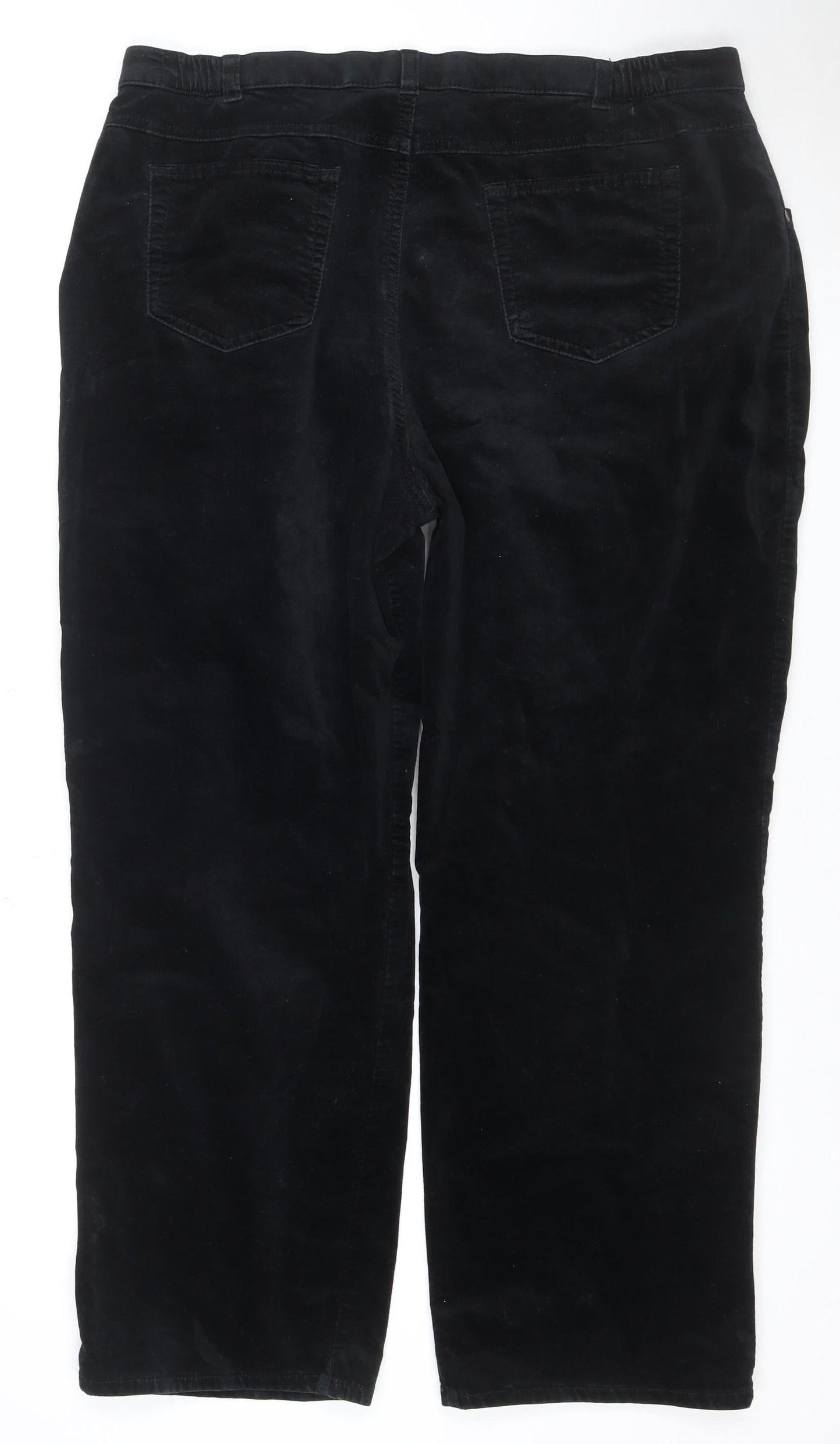 Marks and Spencer Women Black UK 20 Velvet Bootcut Stretch Trousers