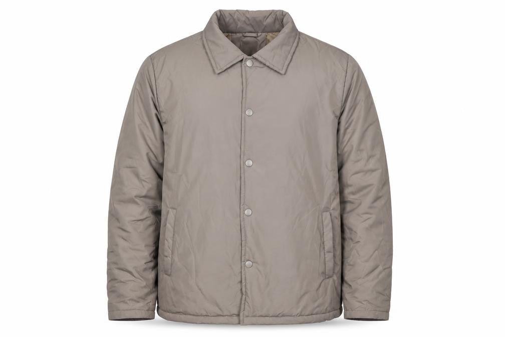 boohooMAN Men’s Grey Tall L Padded Snap Button Jacket Coat