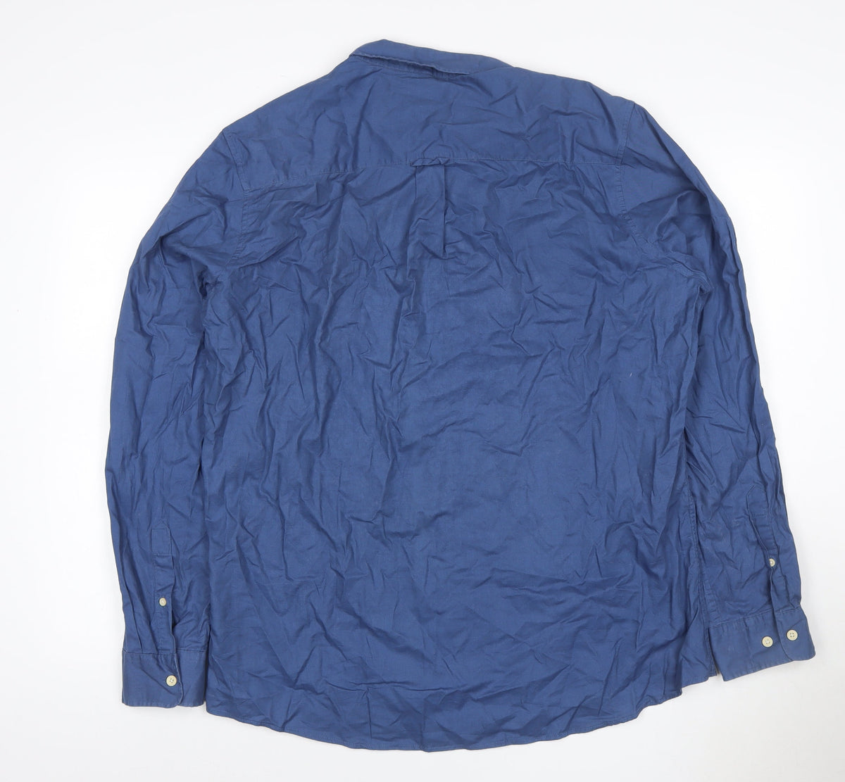 Close-up detail of Next Men's Blue XL Slim Fit Long Sleeve Button-Up Shirt