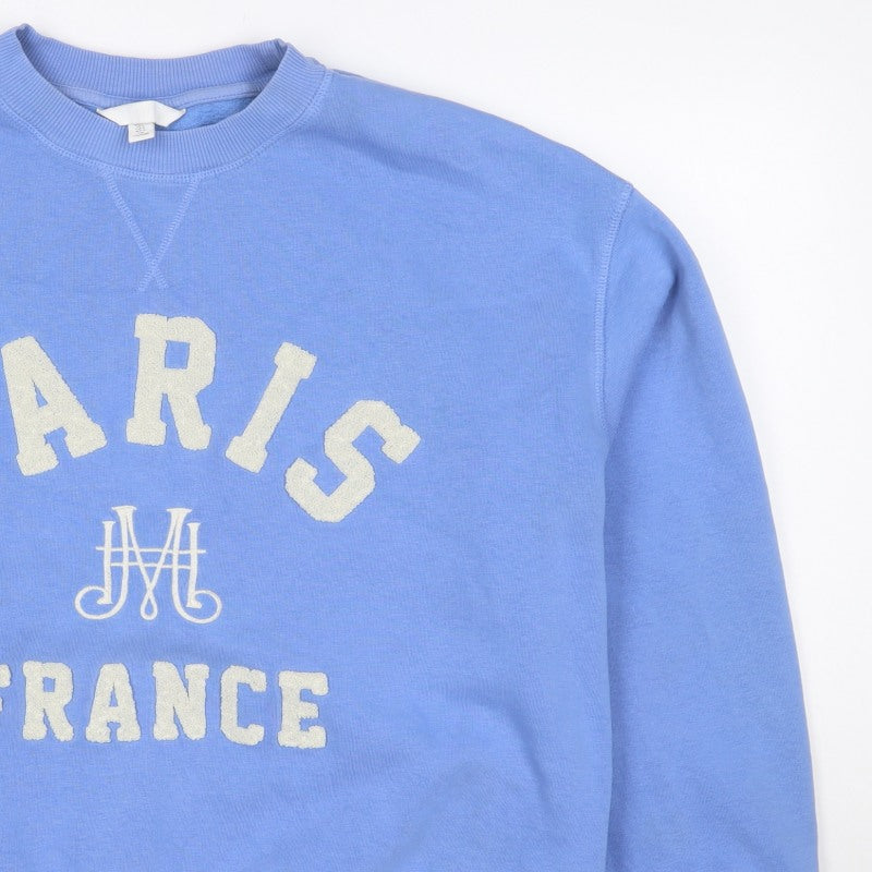 H&M Women's Blue L Paris France Logo Pullover Sweatshirt Long Sleeve