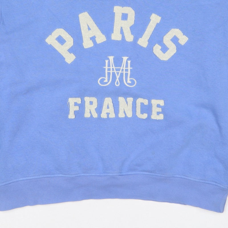 H&M Women's Blue L Paris France Logo Pullover Sweatshirt Long Sleeve