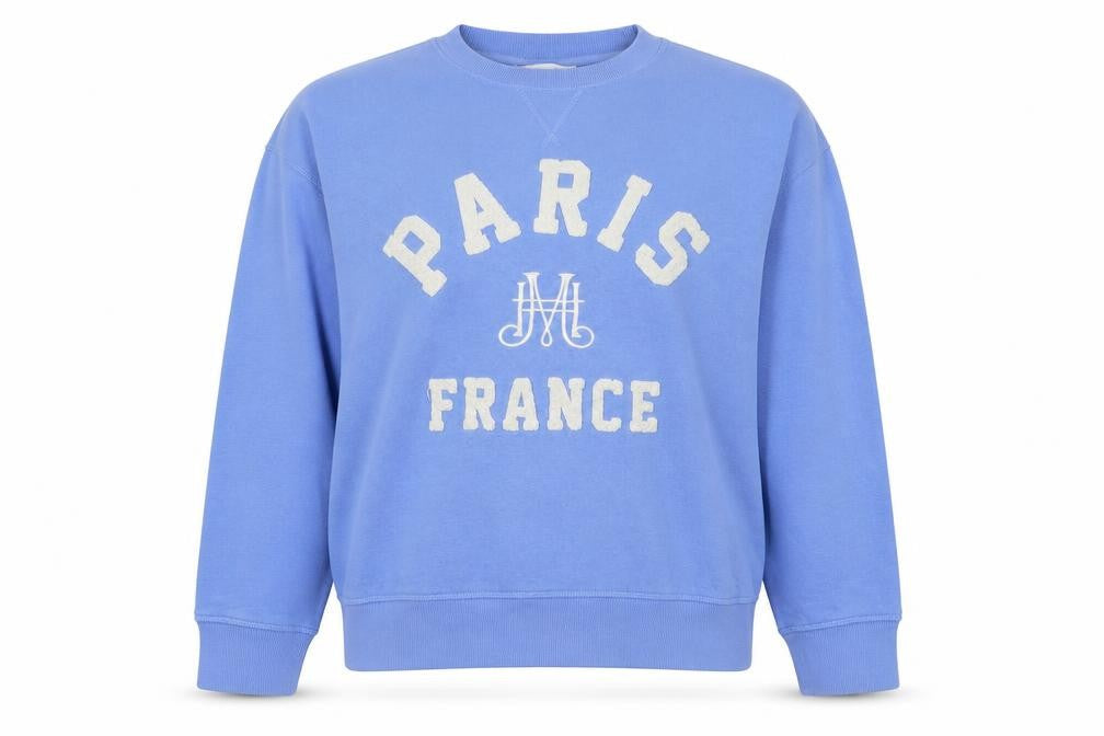 H&M Women's Blue L Paris France Logo Pullover Sweatshirt Long Sleeve