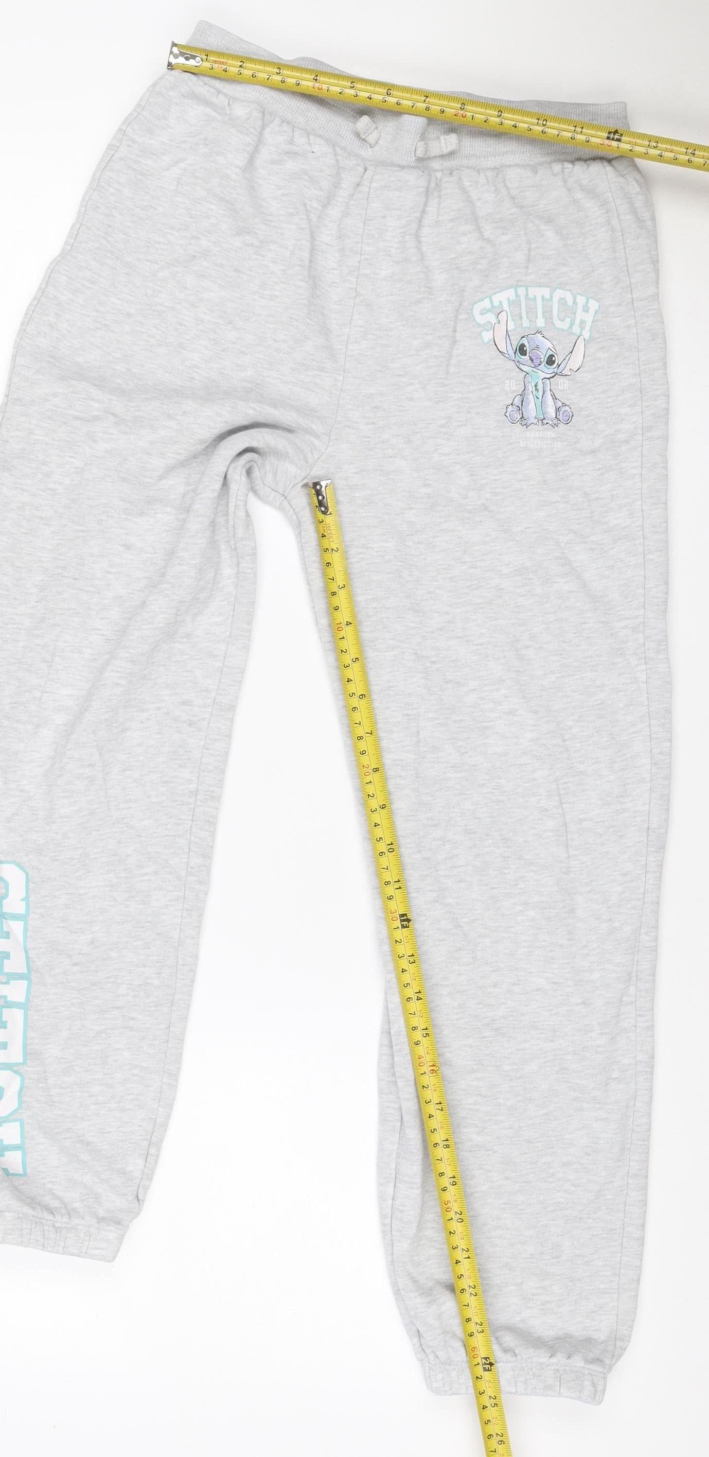 Disney Girls Grey 12 Years Stitch Sweatpants Joggers Cotton Blend