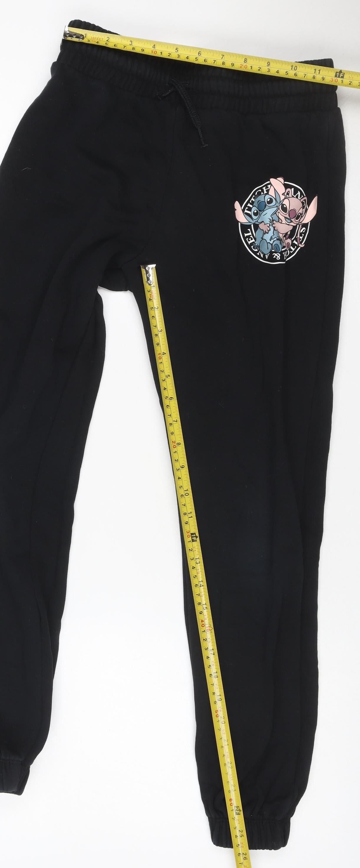 Disney Girls Black 9-10 Years Stitch & Angel Jogger Sweatpants