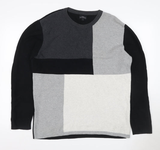 Next Men’s Multicoloured L Colour Block Crew Neck Viscose Knit Jumper