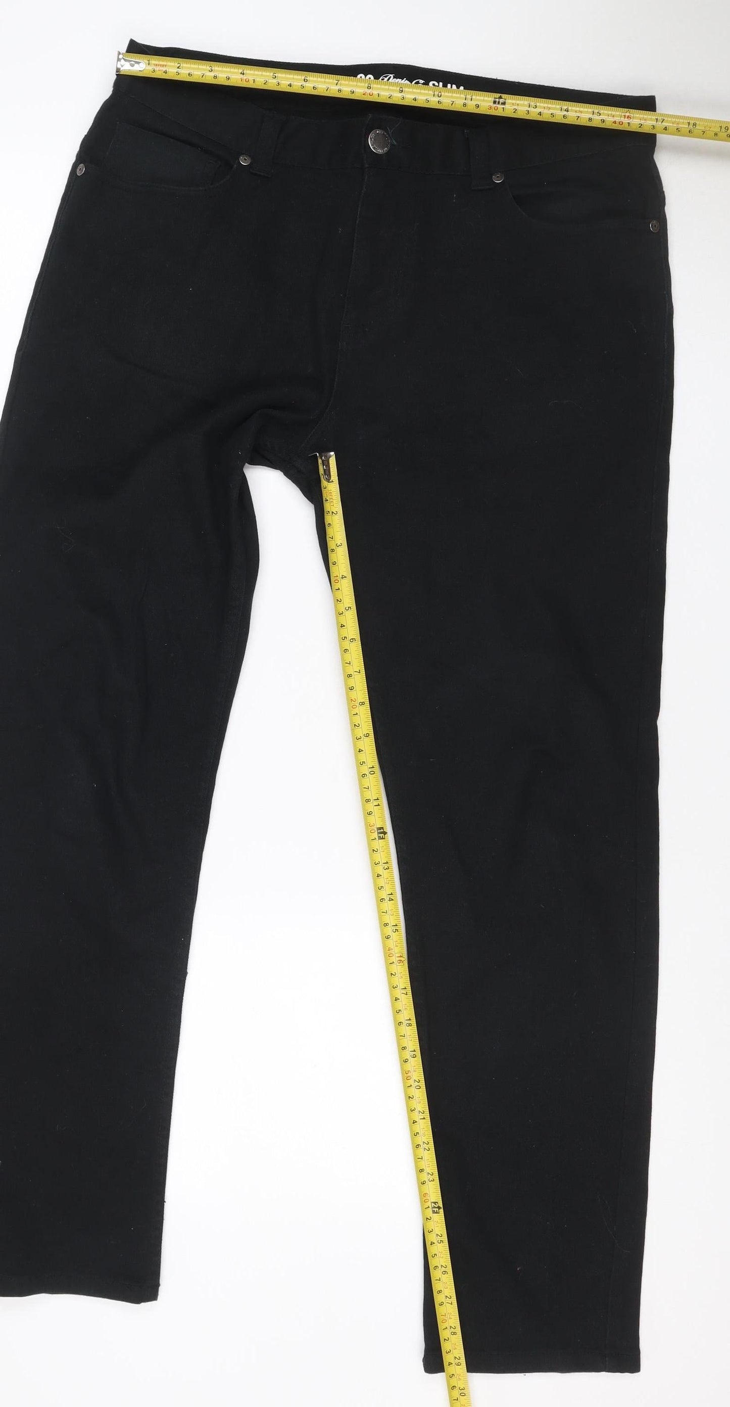 Denim Co. Men’s Black W34 L30 Slim Stretch Skinny Jeans