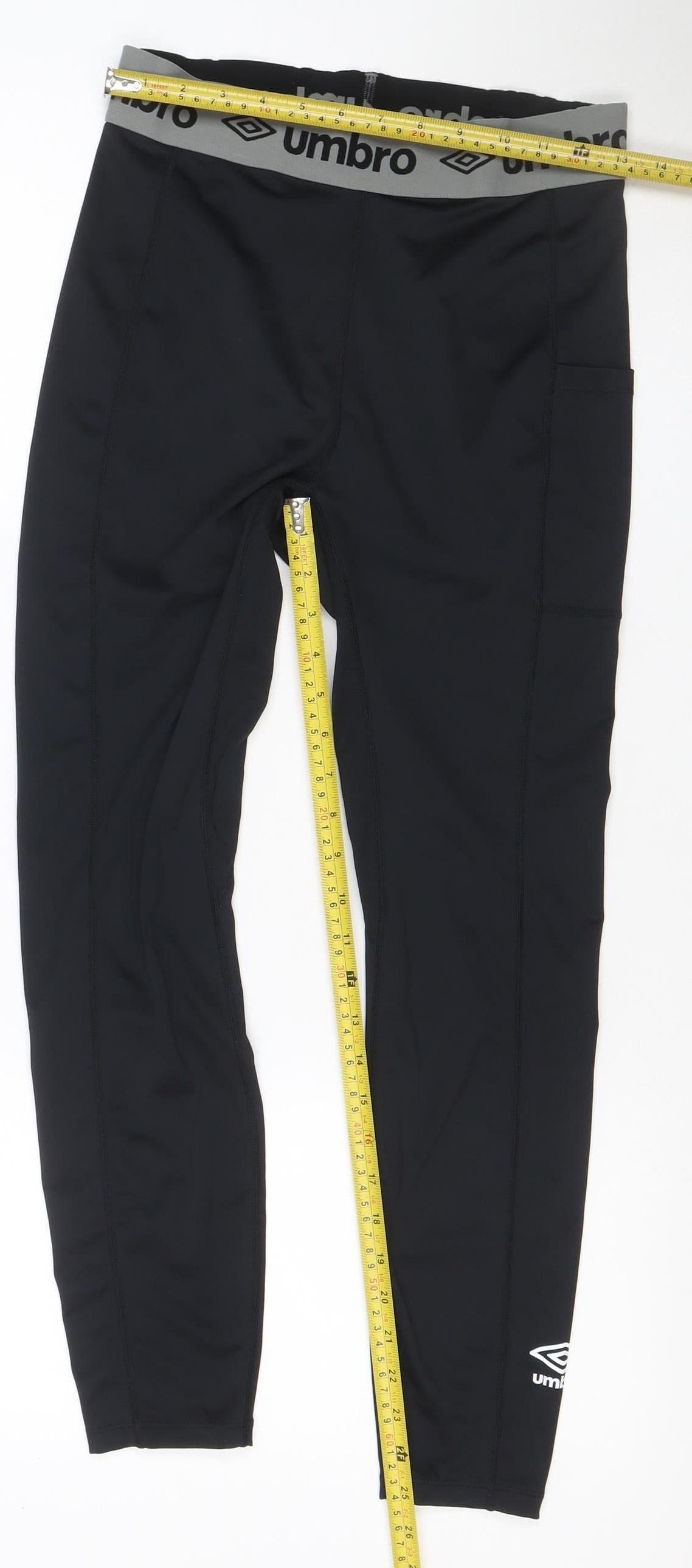 Umbro Women's Black Grey Logo Leggings Size M Gym Training Stretch
