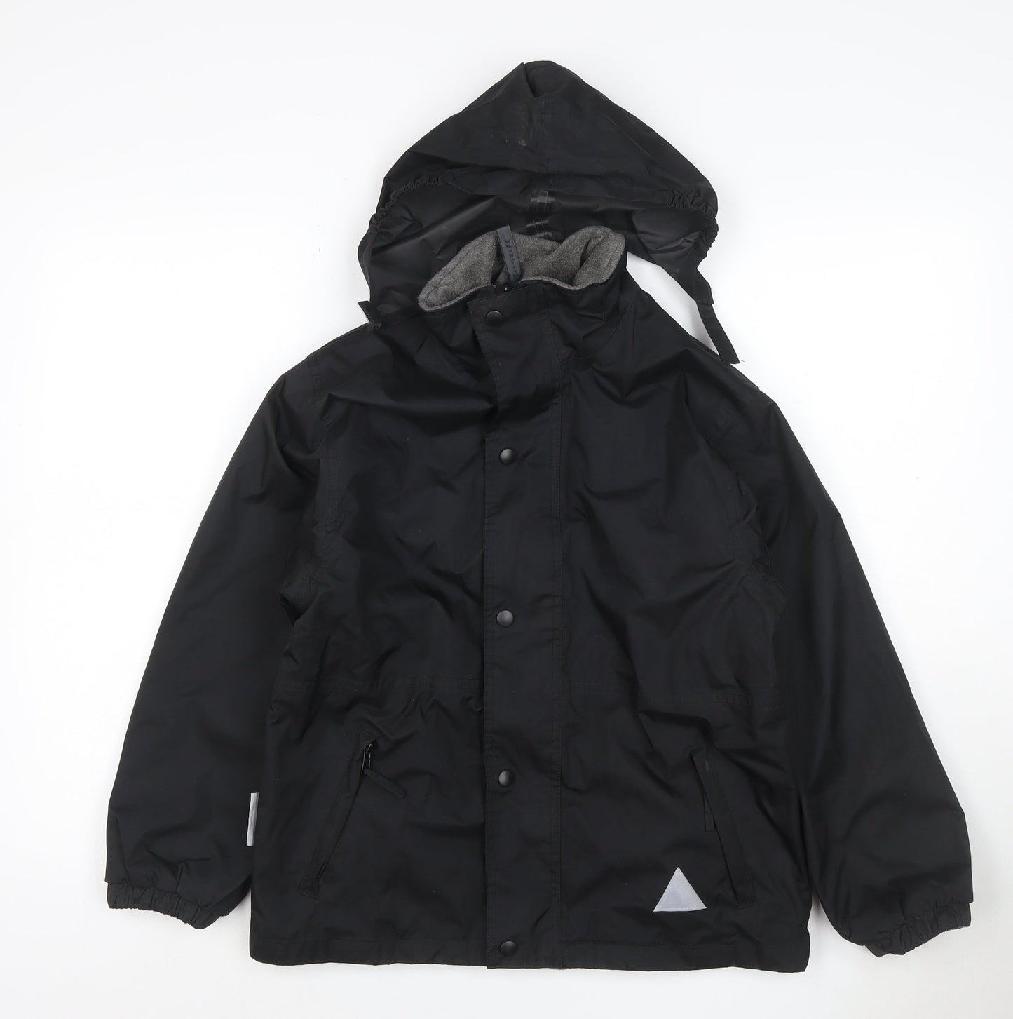 Result Boys Black Hooded Jacket 9-10 Years Lined Reflective Zip