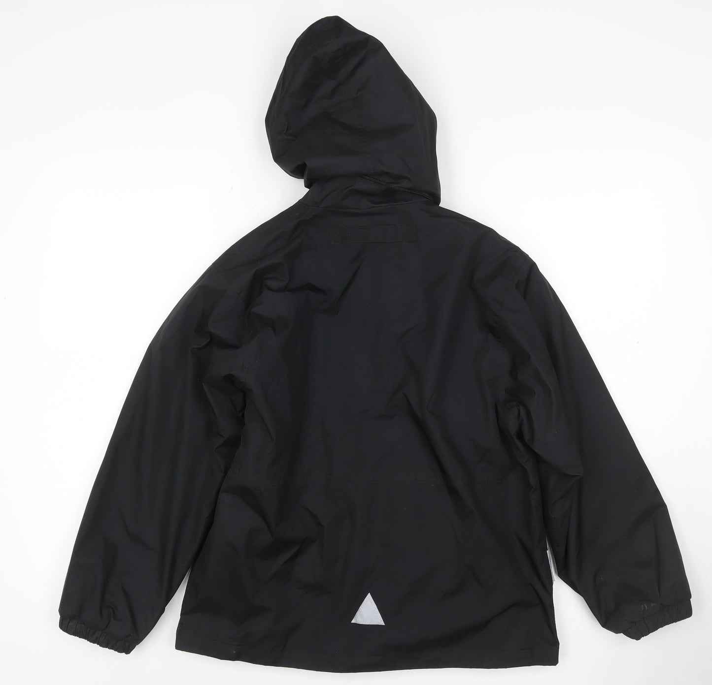 Result Boys Black Hooded Jacket 9-10 Years Lined Reflective Zip