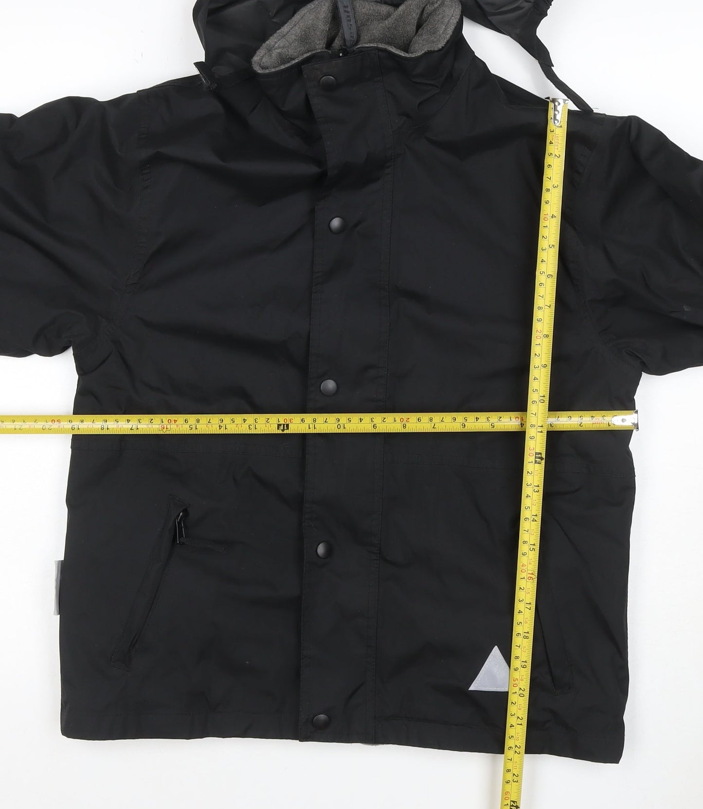 Result Boys Black Hooded Jacket 9-10 Years Lined Reflective Zip