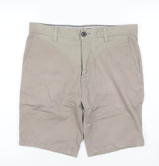 Next Men’s Beige 32in Chino Shorts Cotton Flat Front Pockets