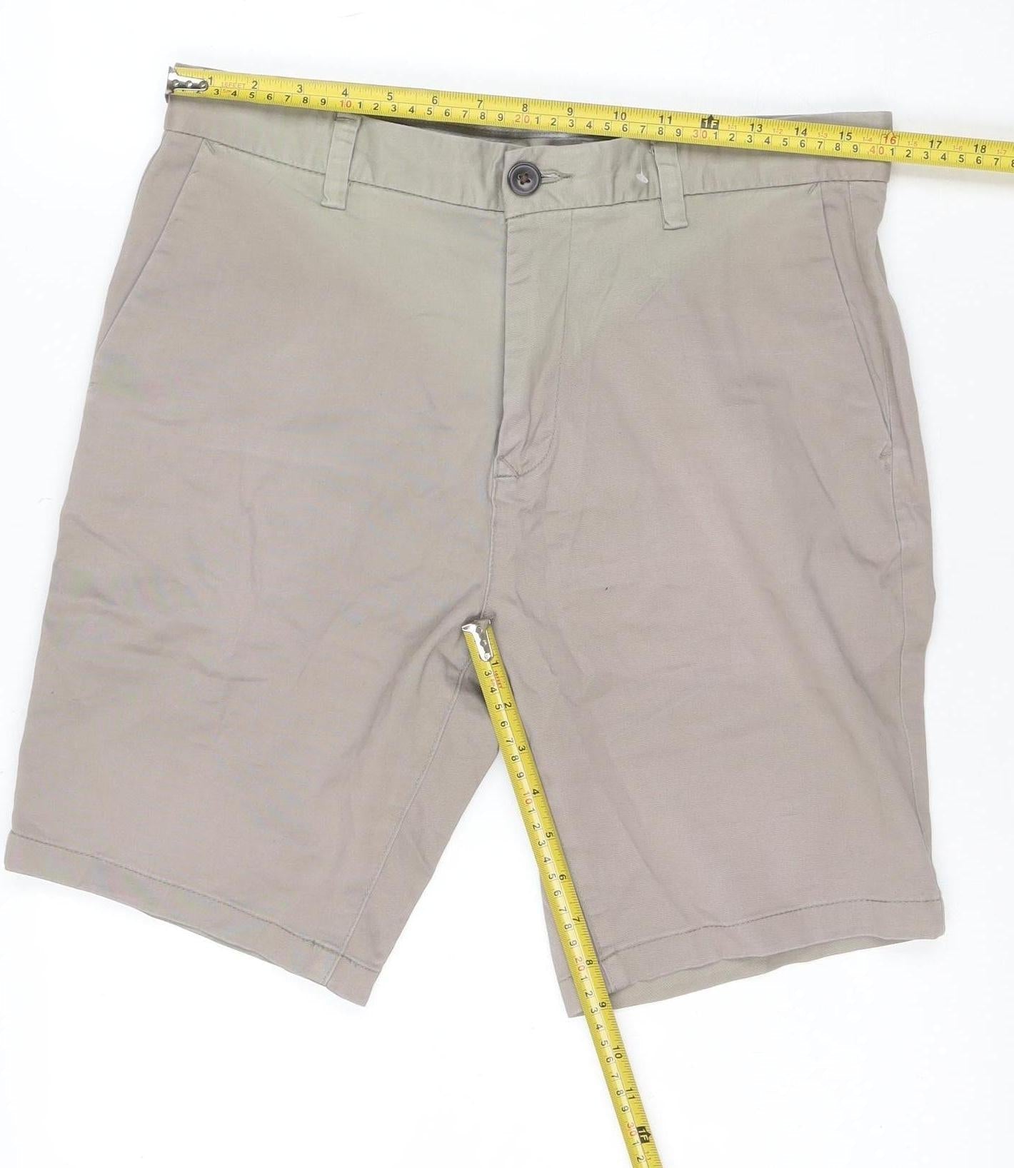Next Men’s Beige 32in Chino Shorts Cotton Flat Front Pockets