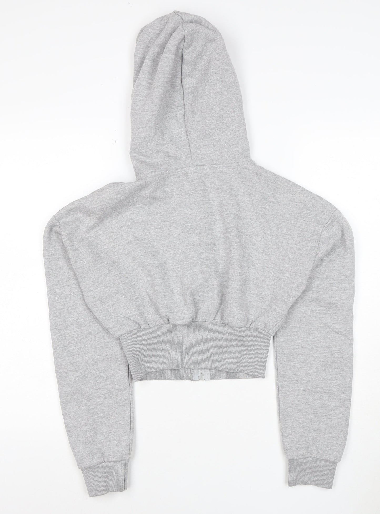 Boohoo Women’s Grey XS Cropped Full Zip Hoodie Hooded Casual