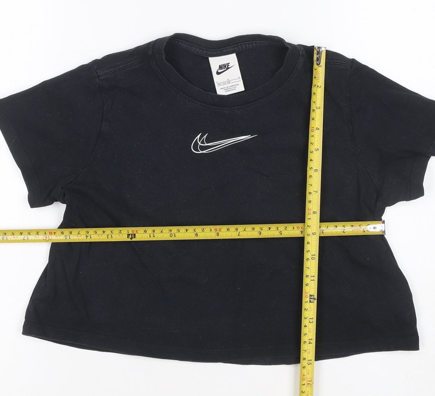 Nike Girls Black 146 Basic Logo Jersey Short Sleeve T-Shirt