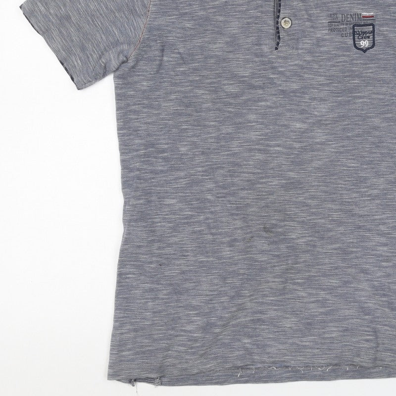 Additional view of Cuba Men’s Grey XL Short Sleeve Logo Polo Shirt Contrast Collar