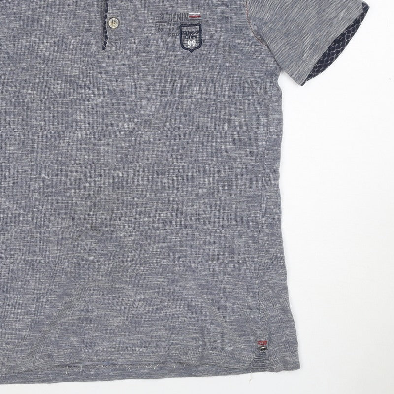 Additional view of Cuba Men’s Grey XL Short Sleeve Logo Polo Shirt Contrast Collar