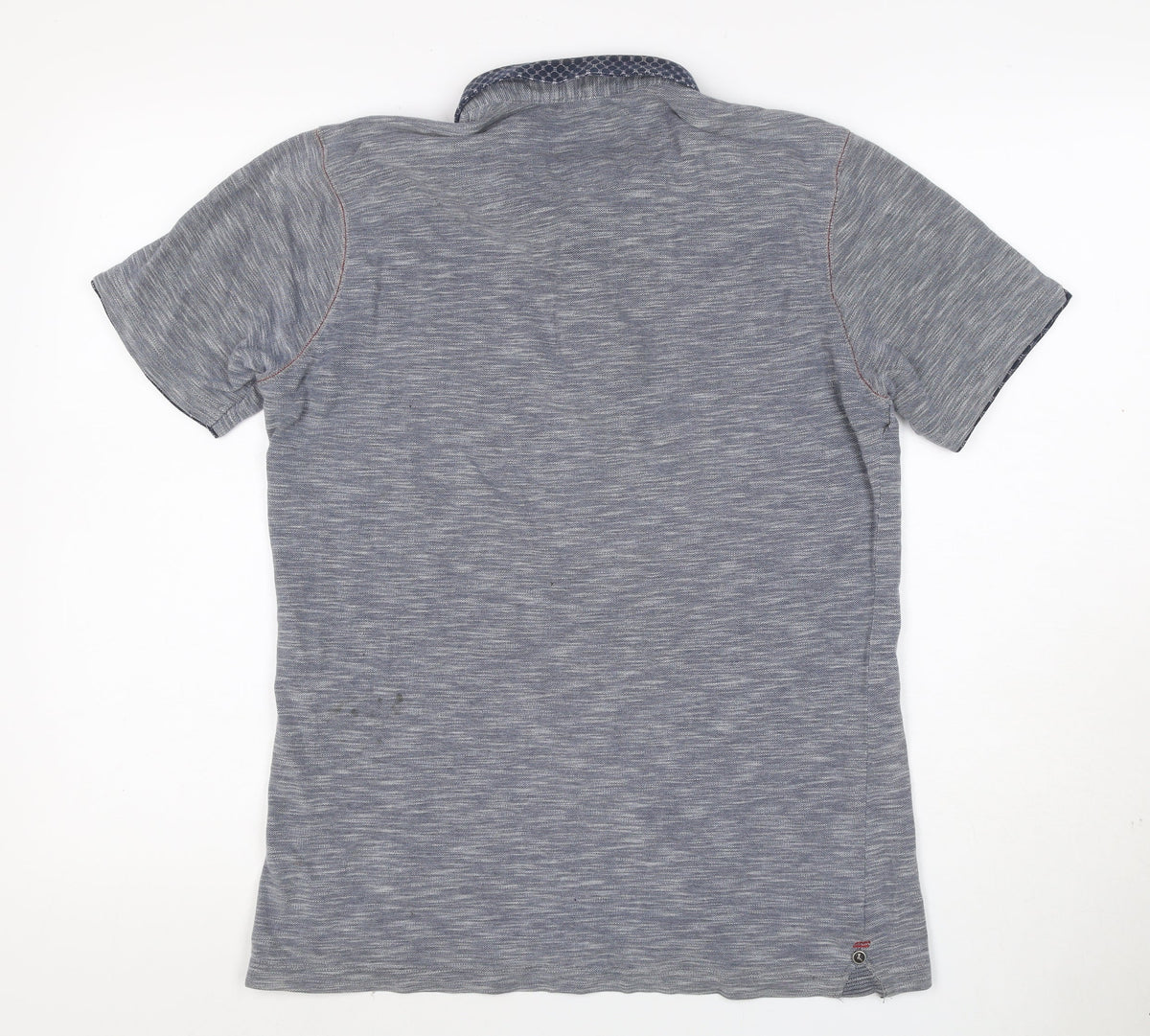 Close-up detail of Cuba Men’s Grey XL Short Sleeve Logo Polo Shirt Contrast Collar