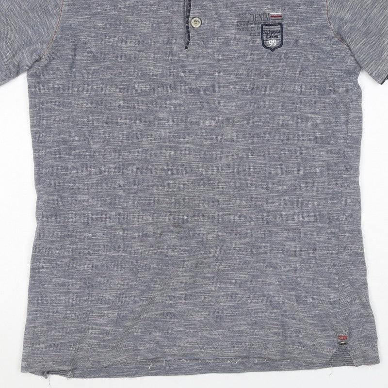 Additional view of Cuba Men’s Grey XL Short Sleeve Logo Polo Shirt Contrast Collar