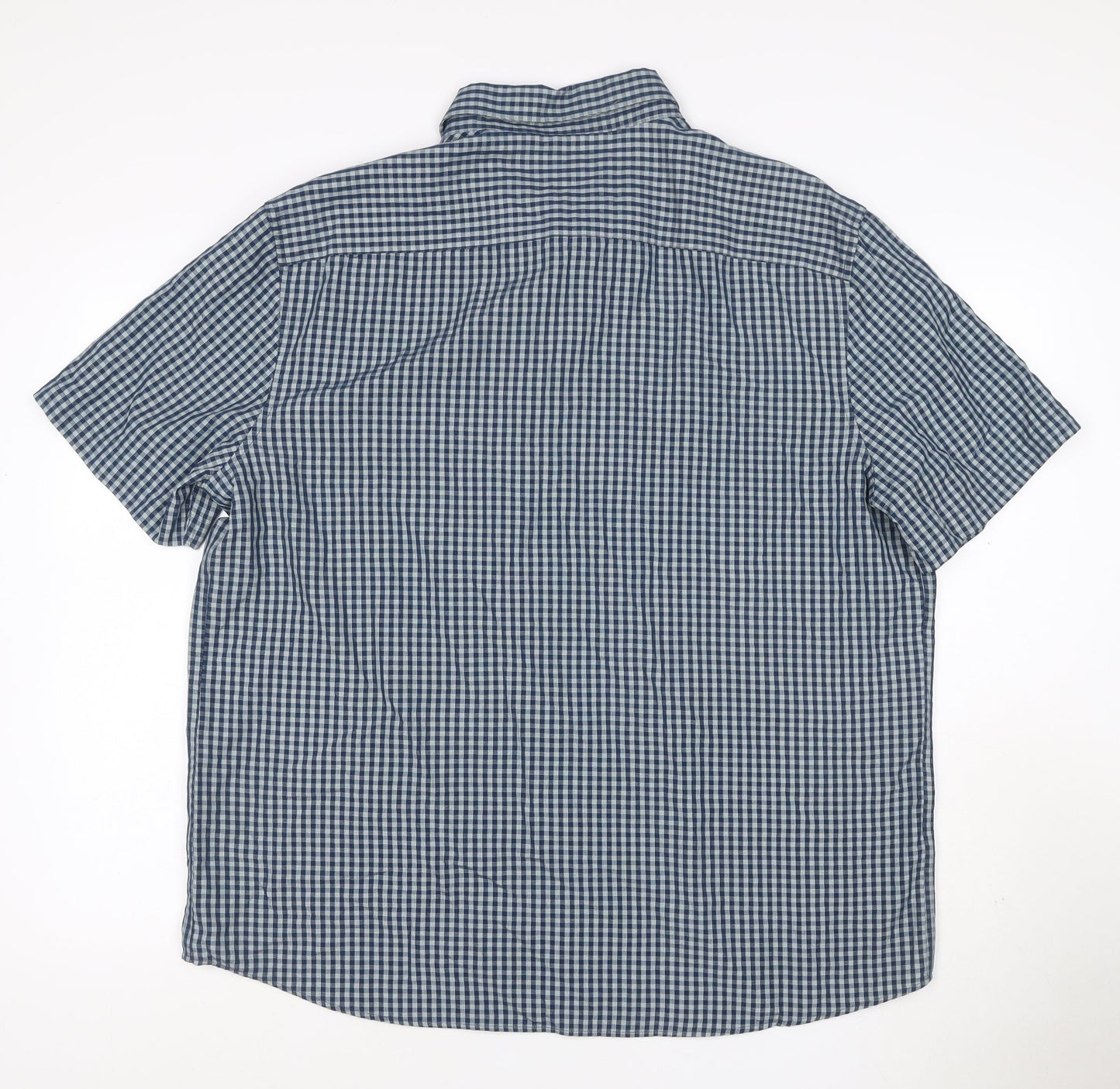 Marks and Spencer Men’s Blue Check Short Sleeve Button Shirt 2XL
