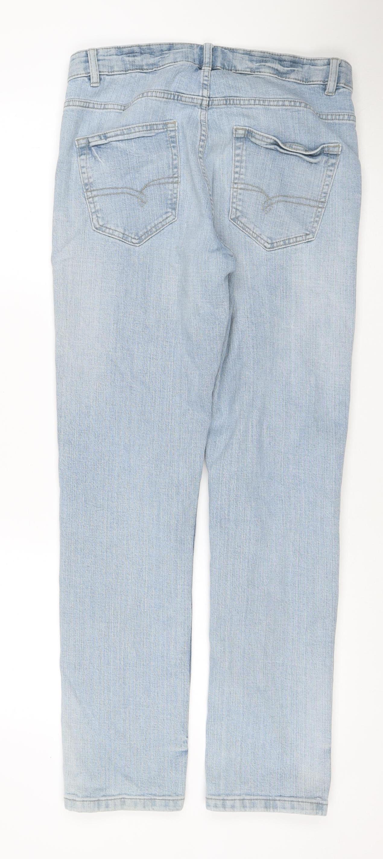 Next Men’s Blue 32R Light Wash Straight Leg Cotton Jeans