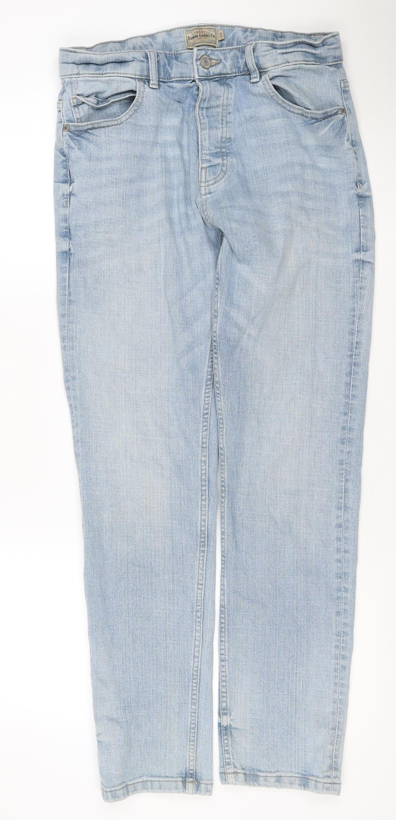Next Men’s Blue 32R Light Wash Straight Leg Cotton Jeans