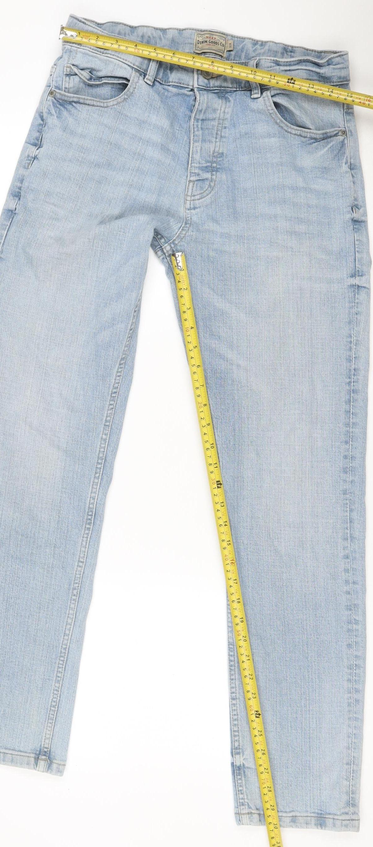 Next Men’s Blue 32R Light Wash Straight Leg Cotton Jeans