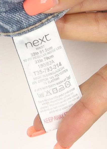 Next Men’s Blue 32R Light Wash Straight Leg Cotton Jeans