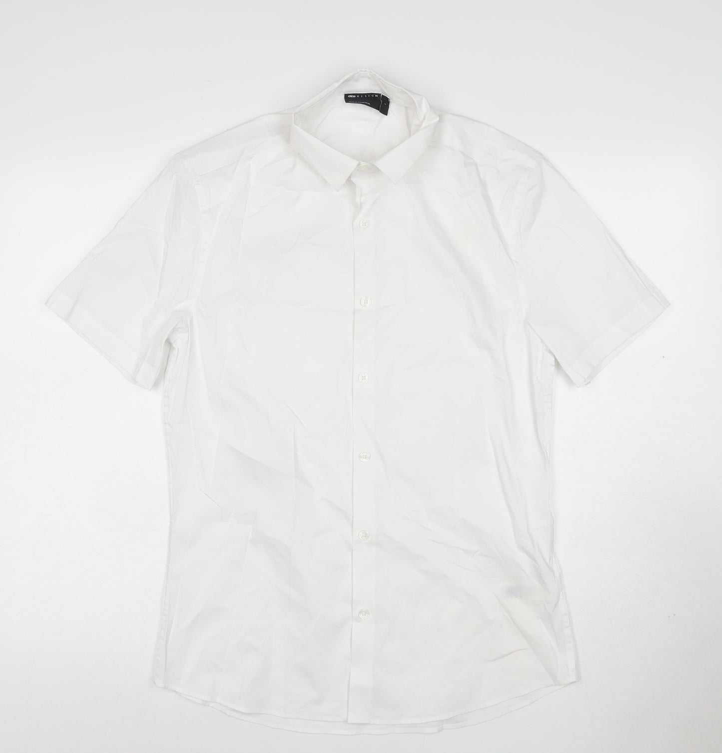 ASOS Design Men’s White XS Short Sleeve Button-Up Point Collar Shirt