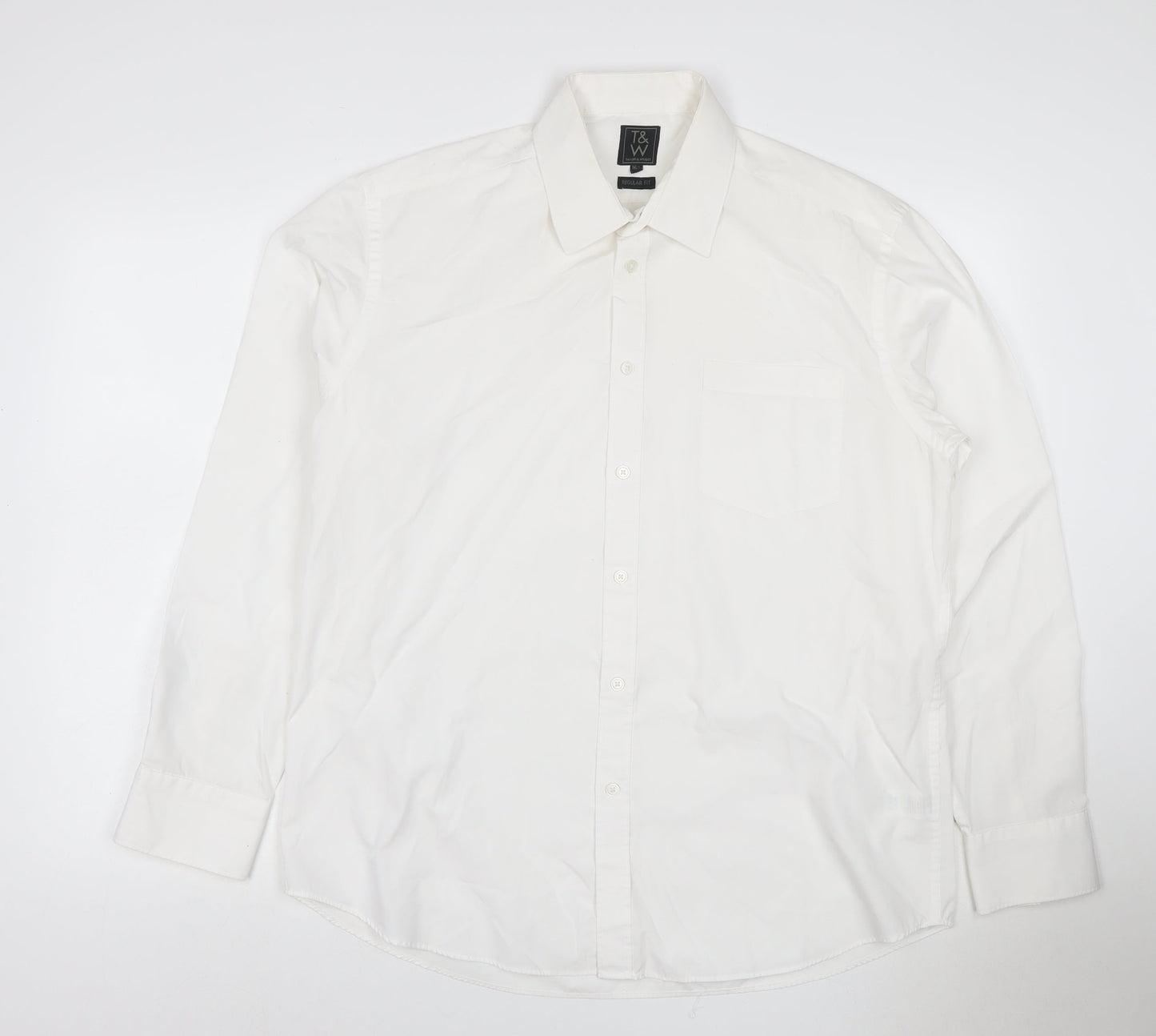 T&W Tailor & Wright Men’s Ivory 16.5 Regular Fit Formal Dress Shirt