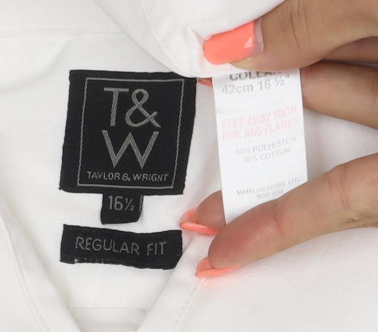 T&W Tailor & Wright Men’s Ivory 16.5 Regular Fit Formal Dress Shirt