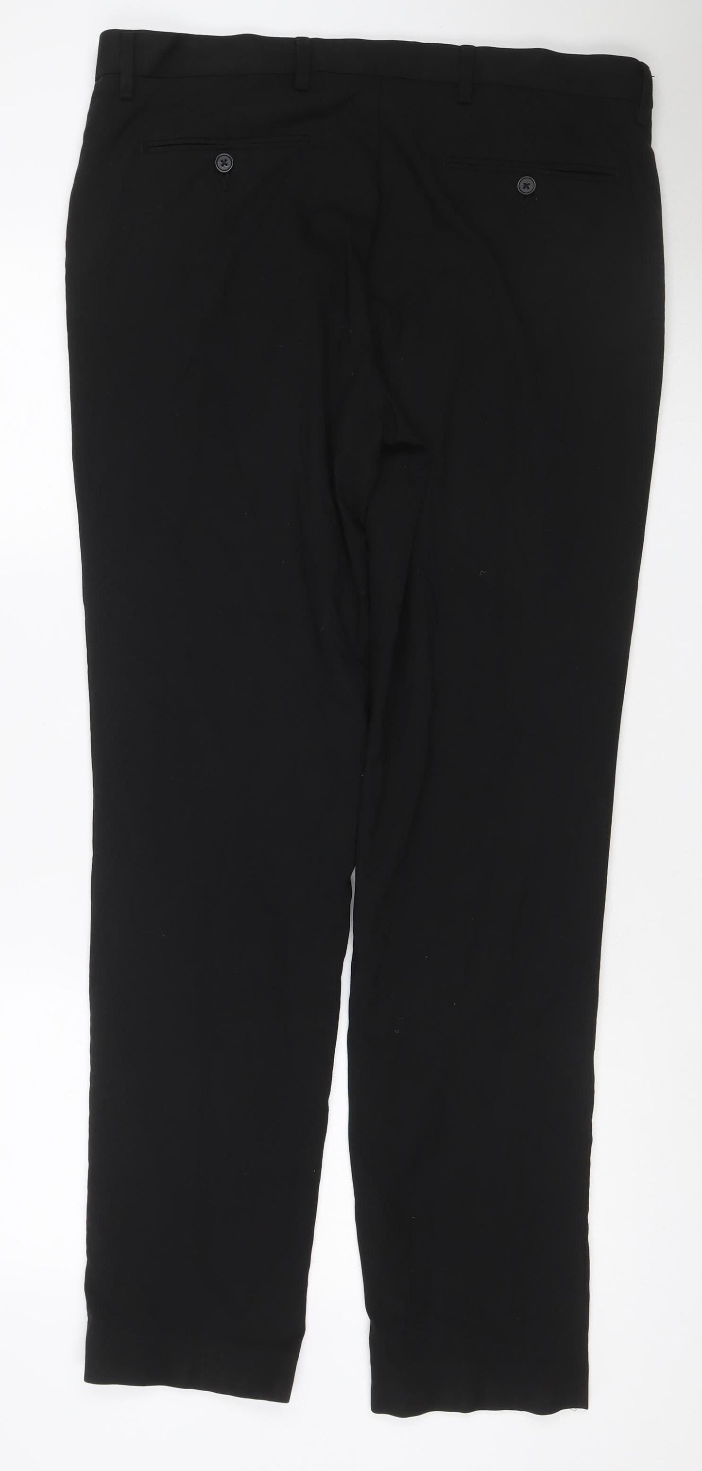 Marks and Spencer Men's Black 36 Slim Fit Long Dress Trousers Formal