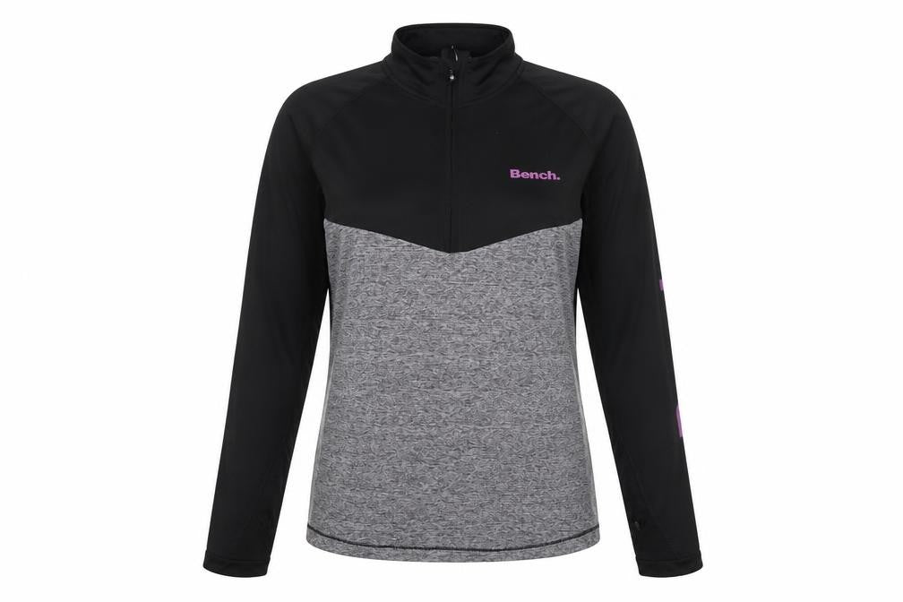 Bench Women’s Black Grey Pink UK 18 XXL 1/4 Zip Colourblock Sweatshirt
