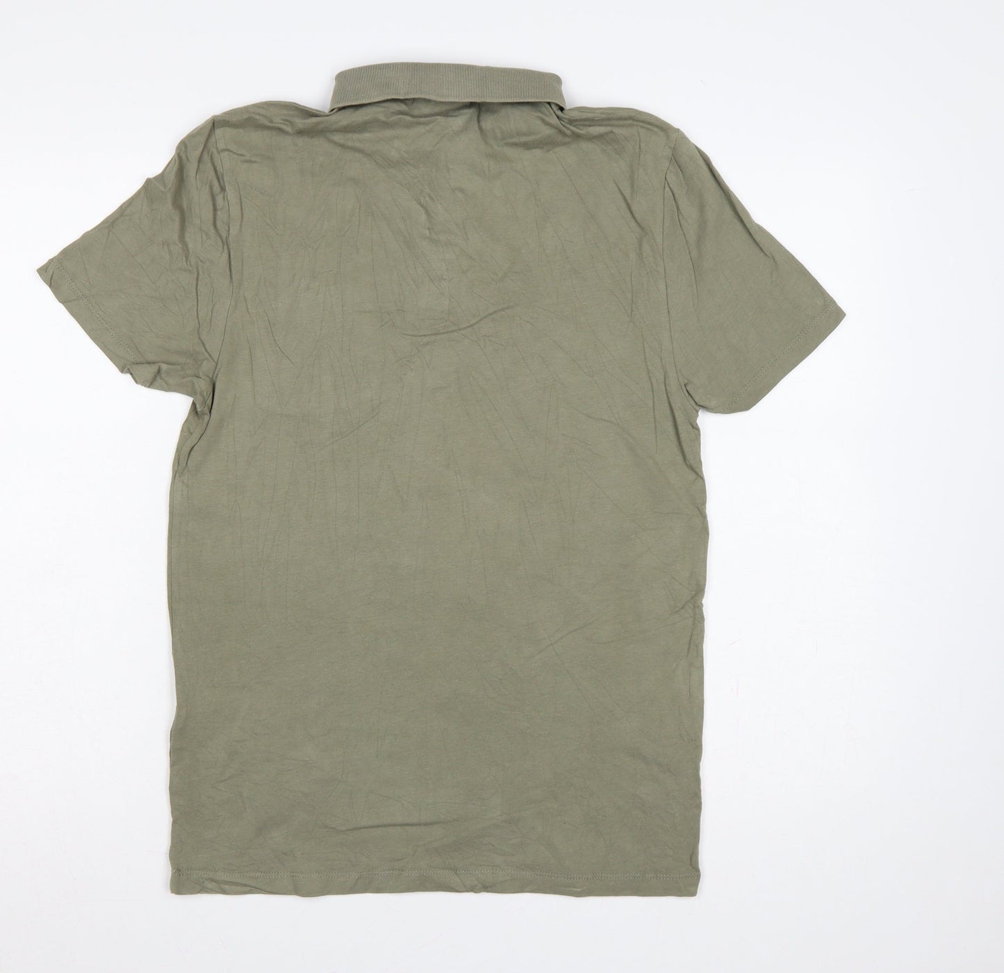 ASOS Men’s Green Orange Pocket Cotton Stretch Polo Shirt M Short Sleeve