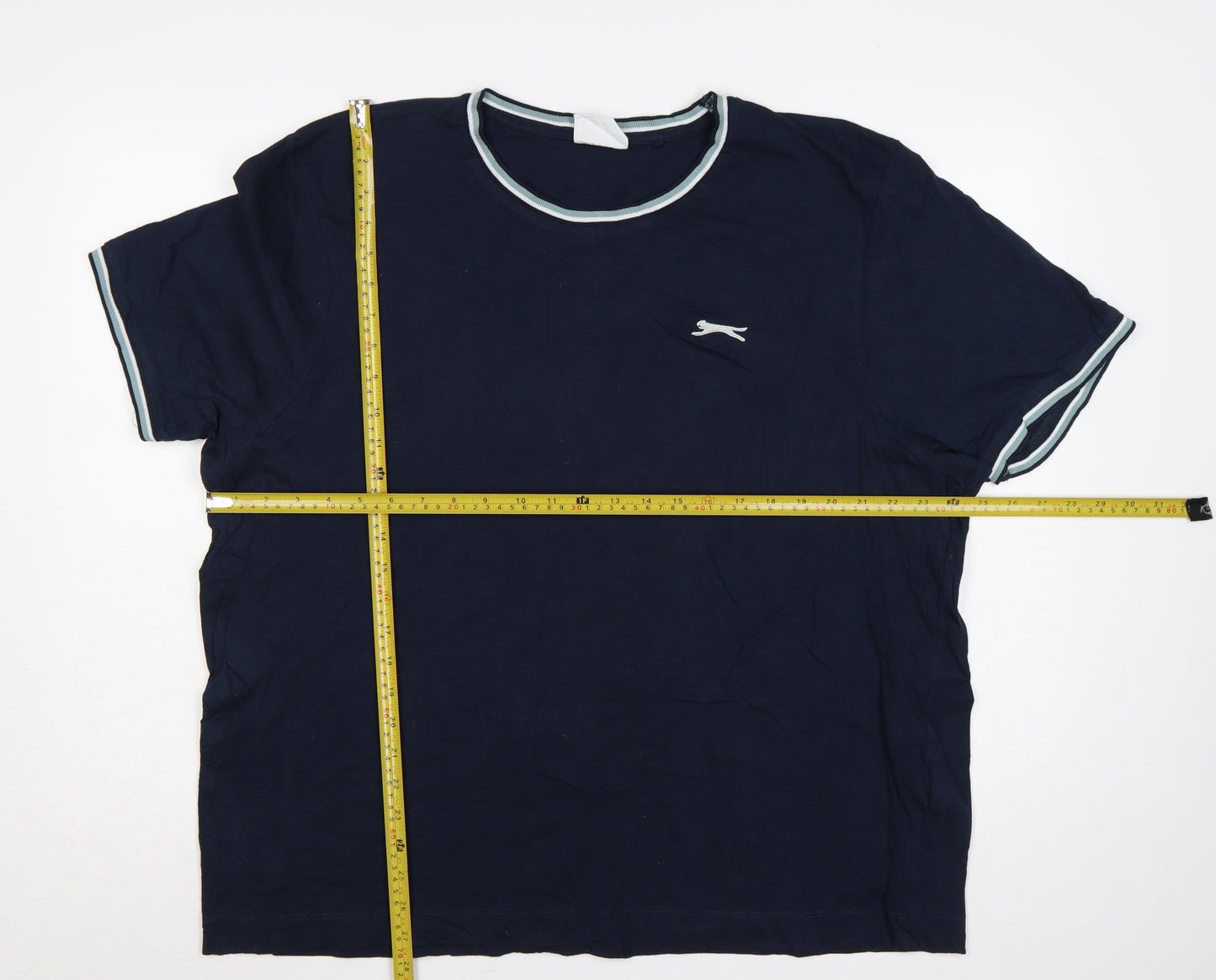 Slazenger Men’s Blue 2XL Cotton Logo Crew Neck Ringer T-Shirt