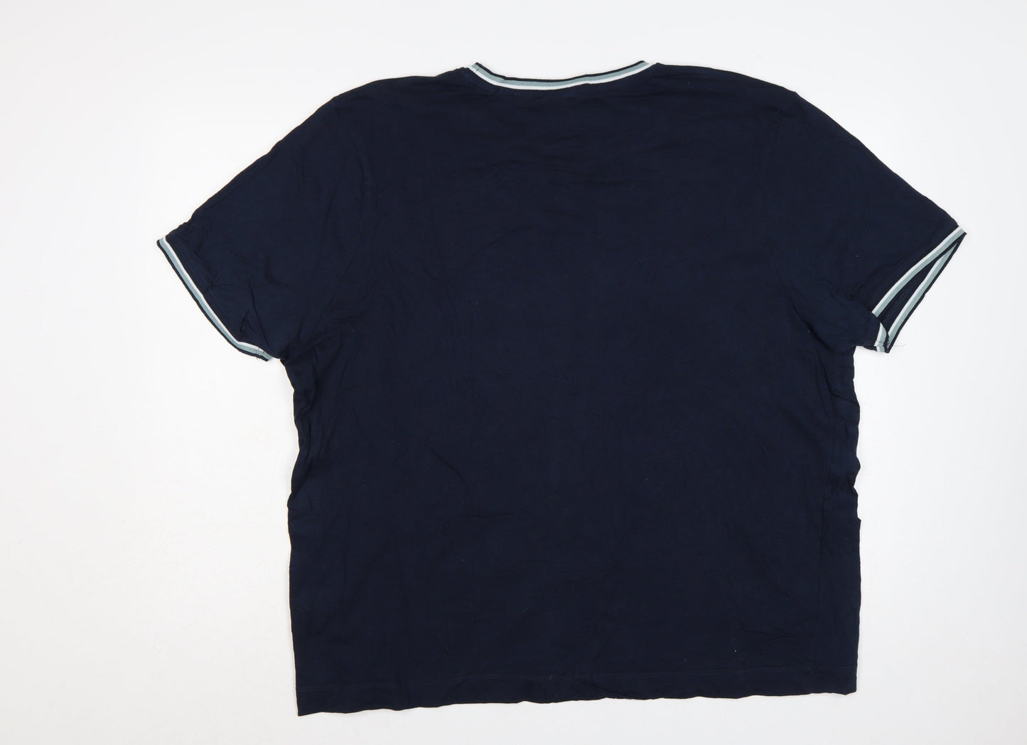 Slazenger Men’s Blue 2XL Cotton Logo Crew Neck Ringer T-Shirt