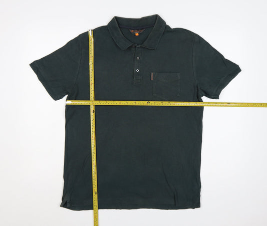 Ben Sherman Men's Dark Green L Cotton Short Sleeve Pocket Polo Shirt