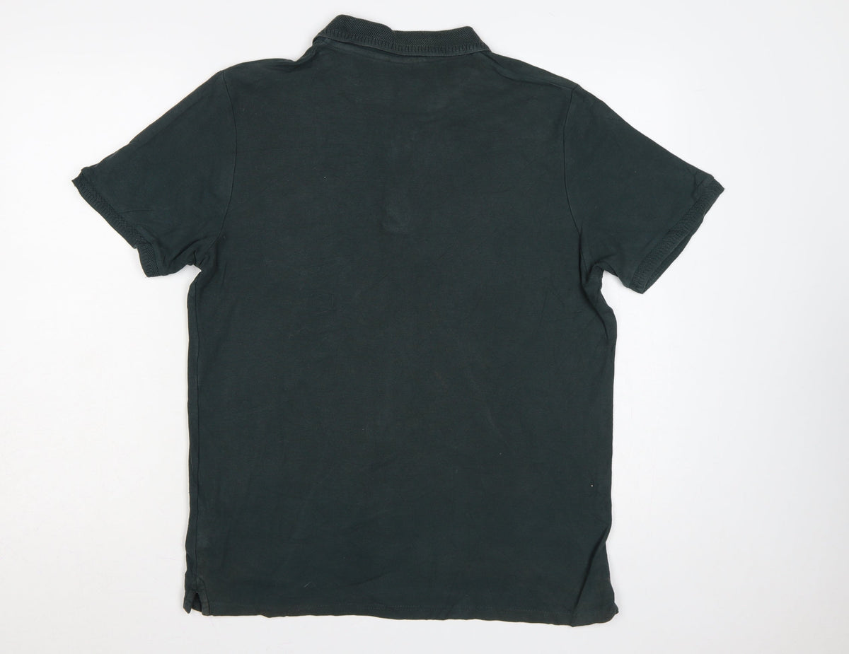 Ben Sherman Men's Dark Green L Cotton Short Sleeve Pocket Polo Shirt