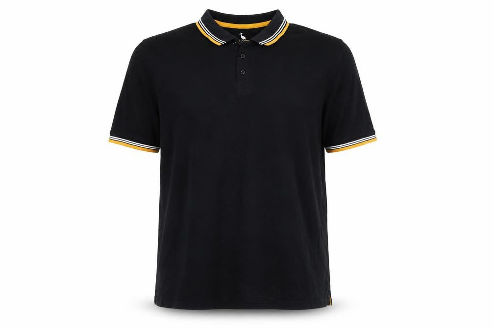 STH Shore Men’s Black 2XL Cotton Polo Yellow Trim Short Sleeve