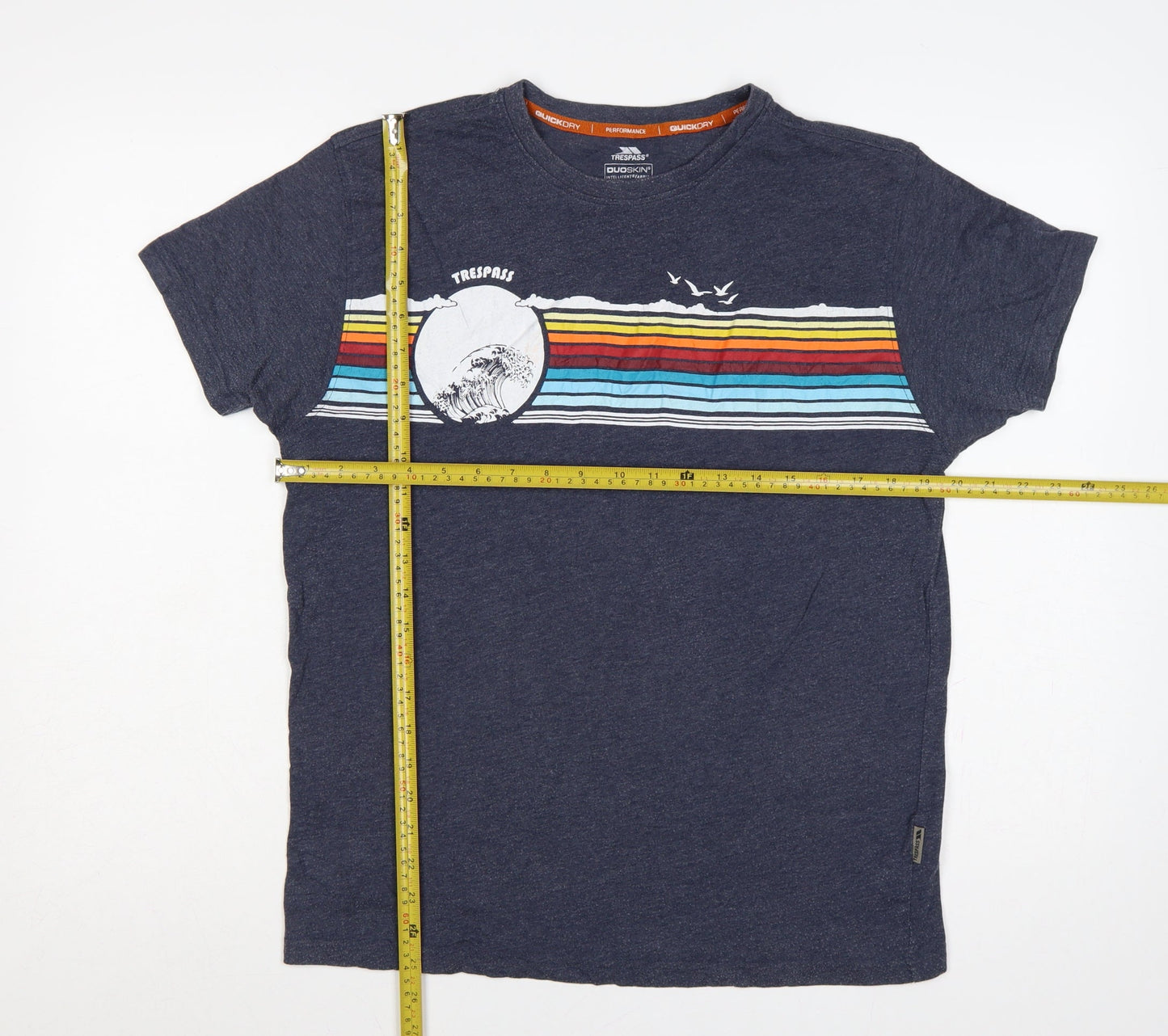 Trespass Mens Blue M Quick Dry Beach Graphic Stripe T-Shirt