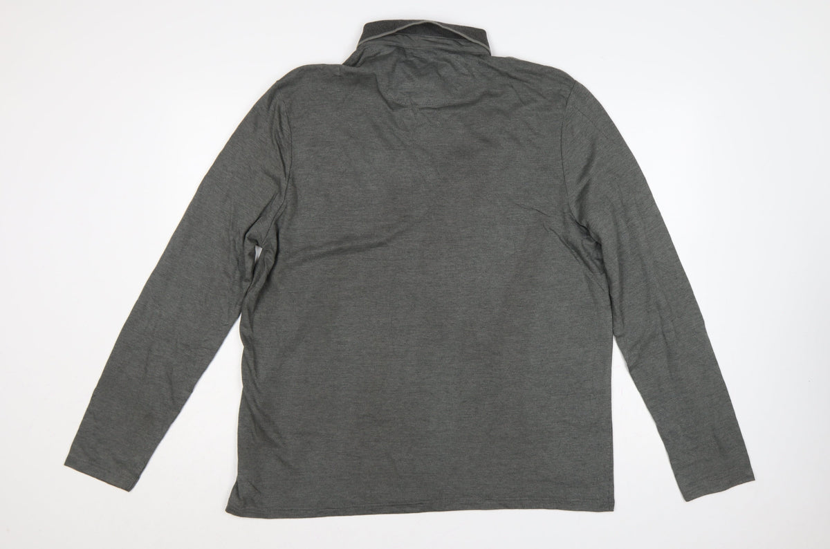 Burton Menswear London Men’s Grey XL Long Sleeve Button-Down Polo Shirt