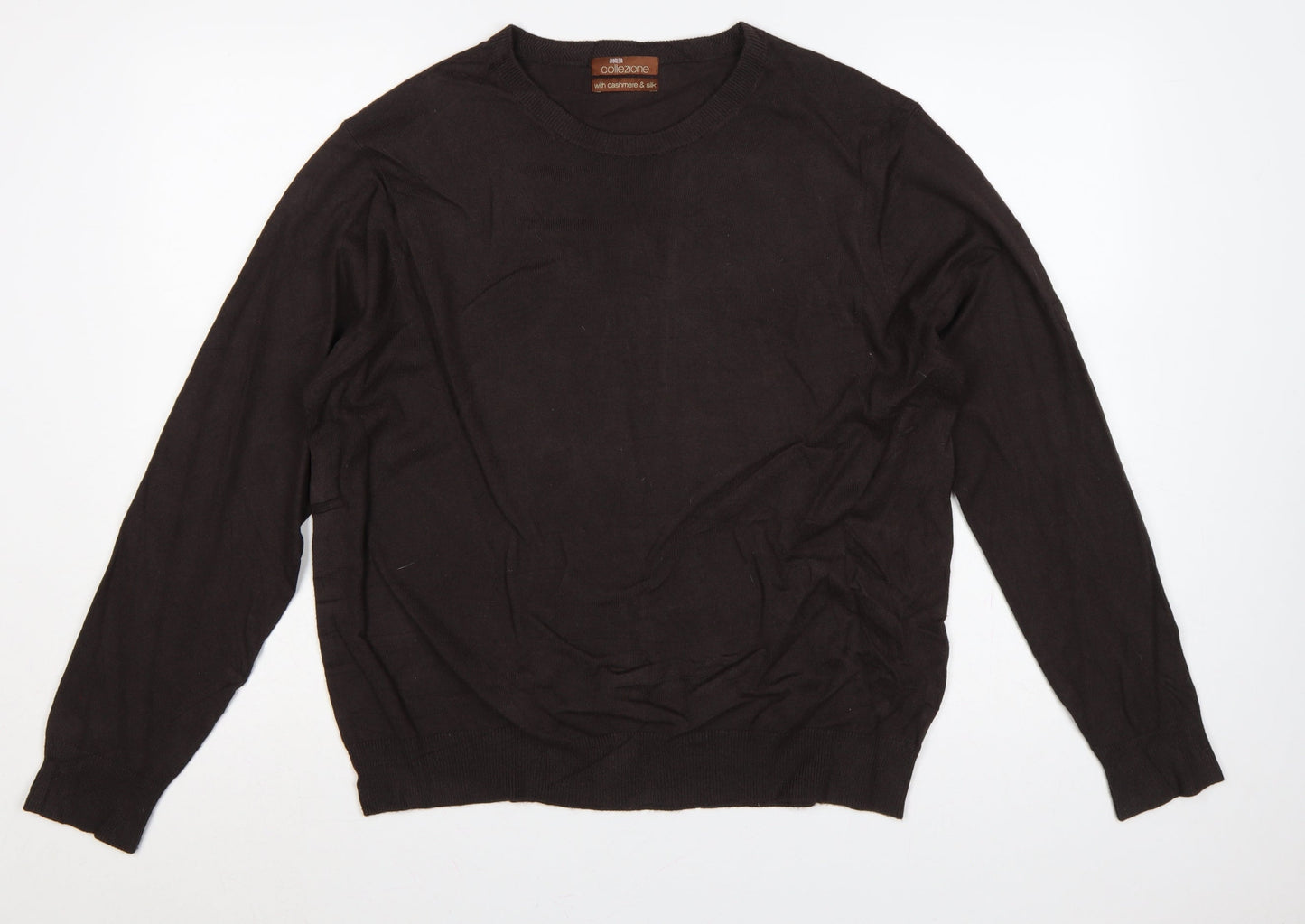 Marks and Spencer Men Brown L Cashmere Silk Crew Neck Pullover Jumper