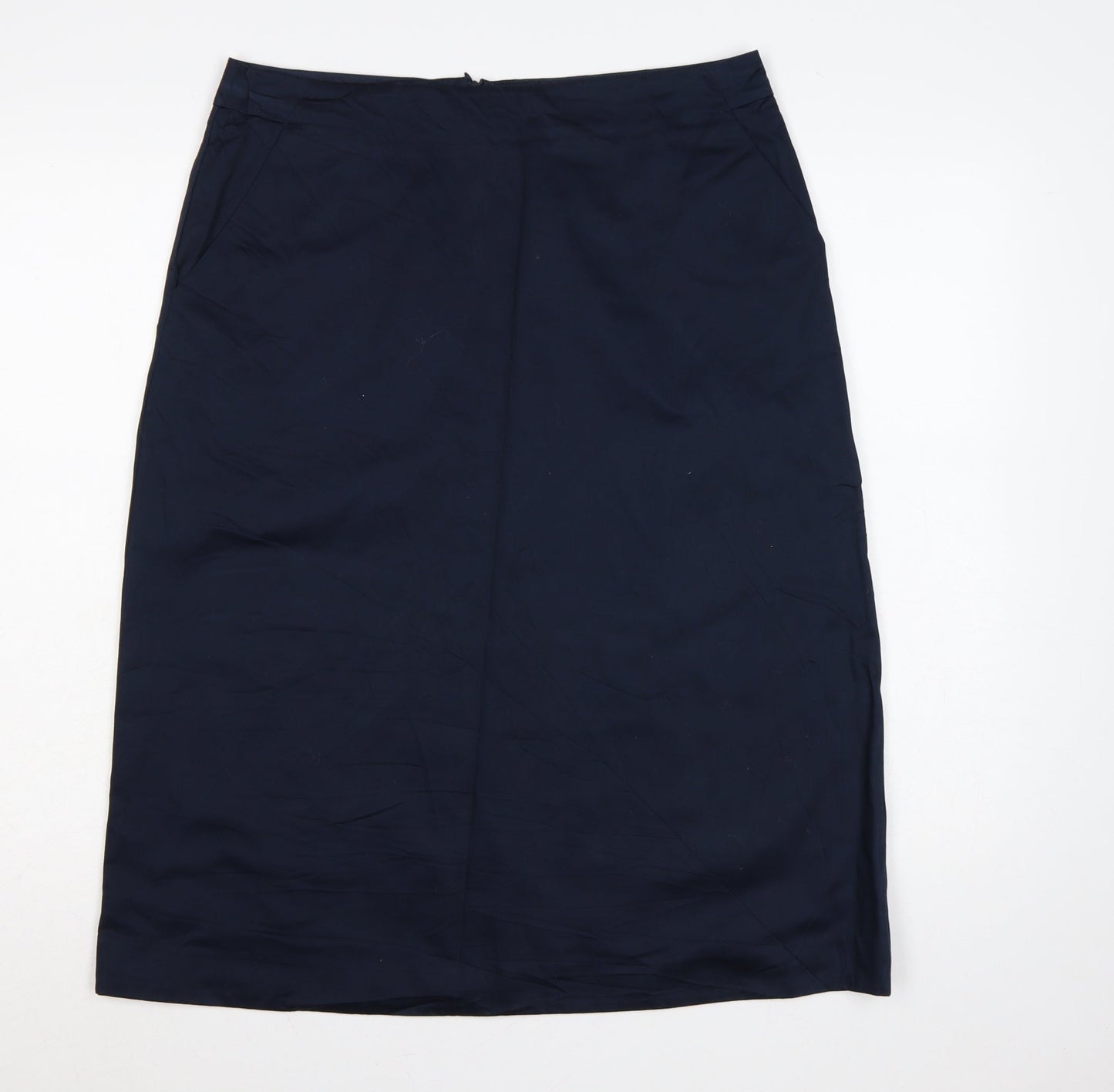 White Stuff Women’s Navy UK 12 Cotton Knee Length Pencil Skirt Lined