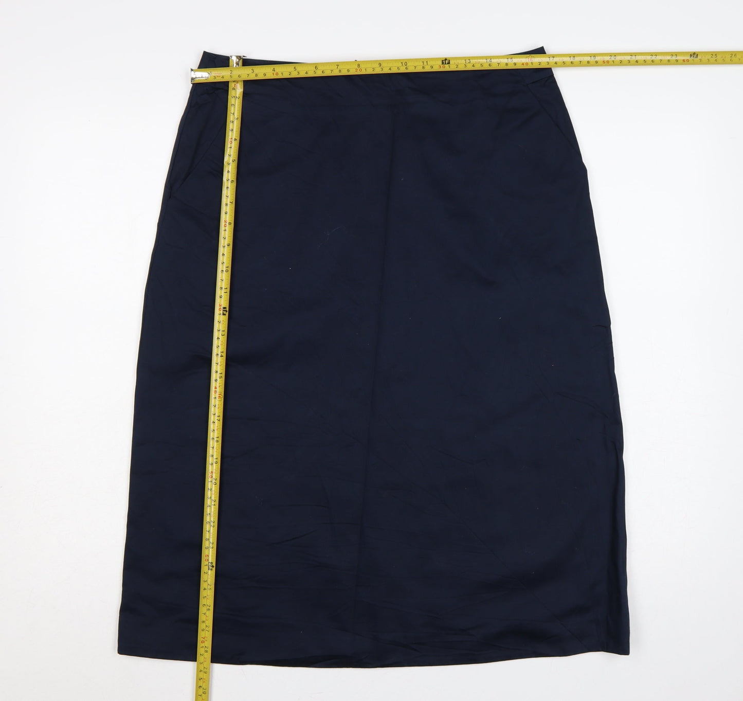 White Stuff Women’s Navy UK 12 Cotton Knee Length Pencil Skirt Lined