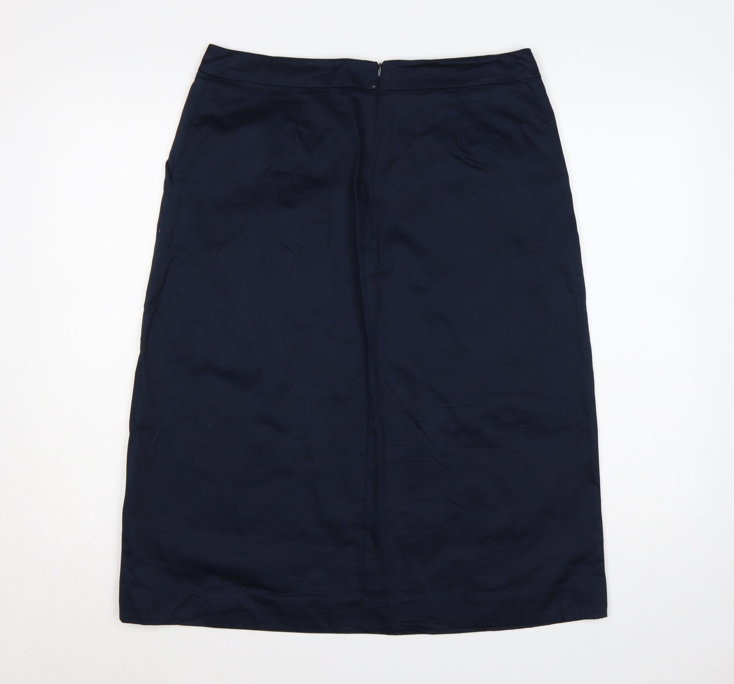 White Stuff Women’s Navy UK 12 Cotton Knee Length Pencil Skirt Lined