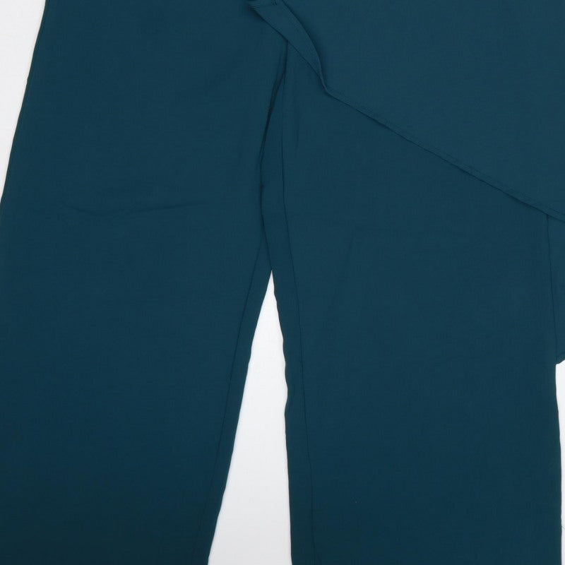 Zara Women Green S Wide-Leg Kimono Sleeve Belted Jumpsuit