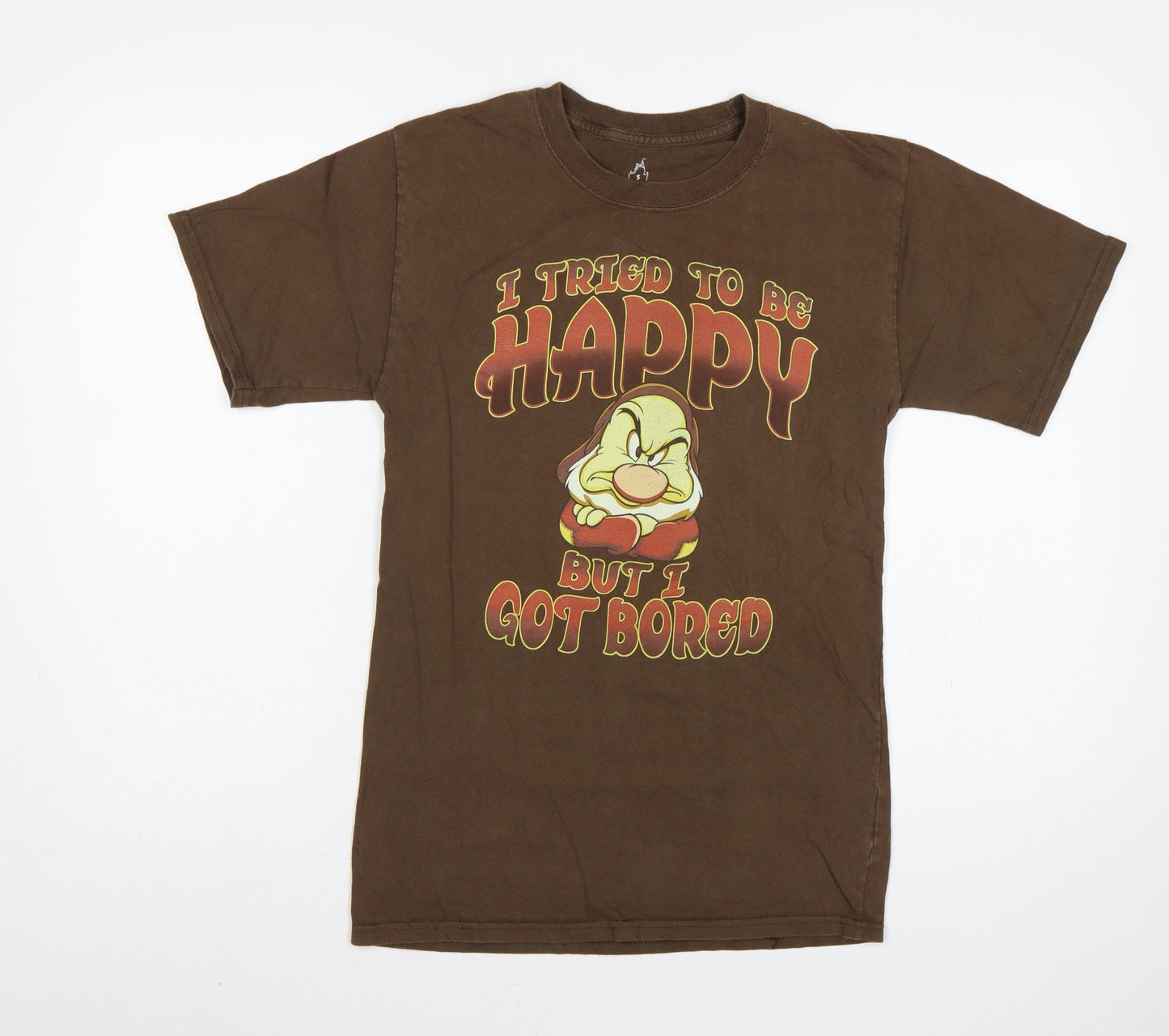 Hanes Men Brown S Disney Grumpy Happy Graphic Print T-Shirt