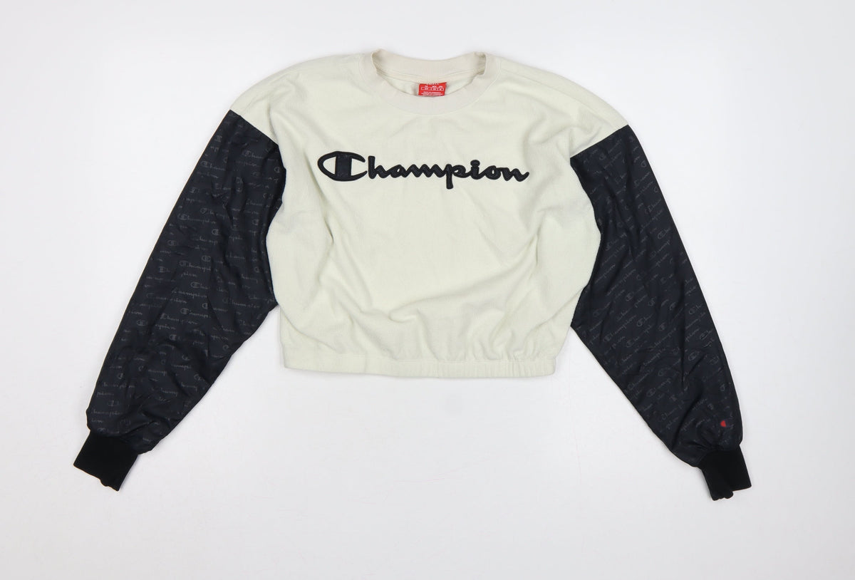Champion Women’s Ivory & Black Small Logo Colourblock Sweatshirt