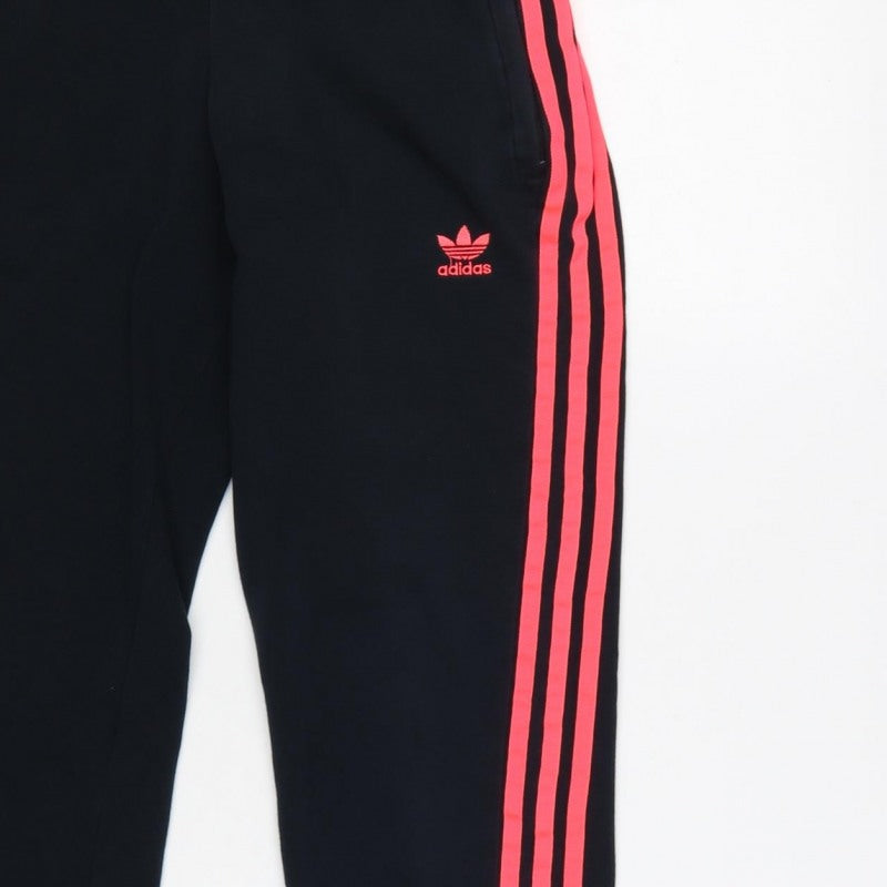 Adidas Women's Black Pink 3 Stripe Jogger Track Trousers UK 10