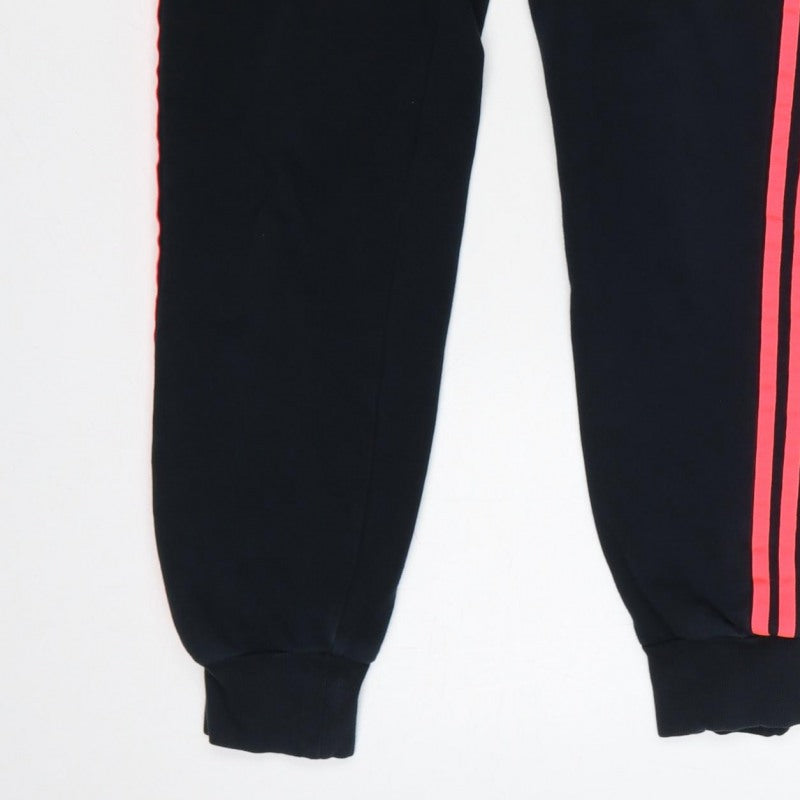 Adidas Women's Black Pink 3 Stripe Jogger Track Trousers UK 10